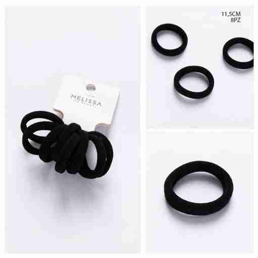 Melissa Elastico Capelli 11.5cm 8pz Nero