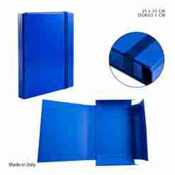 Pryma Cartella 3/L Elast.Piatto D5 25x35cm Blu