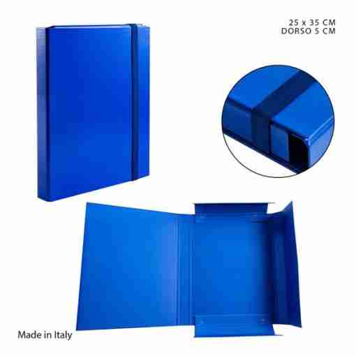 Pryma Cartella 3/L Elast.Piatto D5 25x35cm Blu