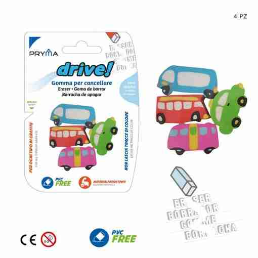 Pryma Gomma Automezzi 4pz Bl.