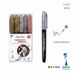 Pryma Pennar.Indelebile P/Pennello Metal 5pz Bl.