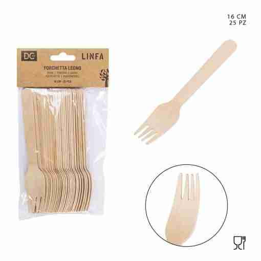 Dc Casa Forchetta Legno Monouso 16cm 25pz