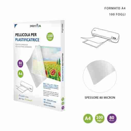 Pryma Pellicola Plastificazione A4 80micron 100ff