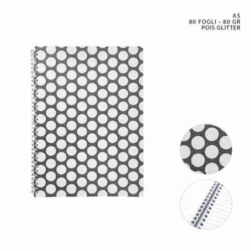 Pryma L/Glitter Quaderno A5 80ff 80g Pois