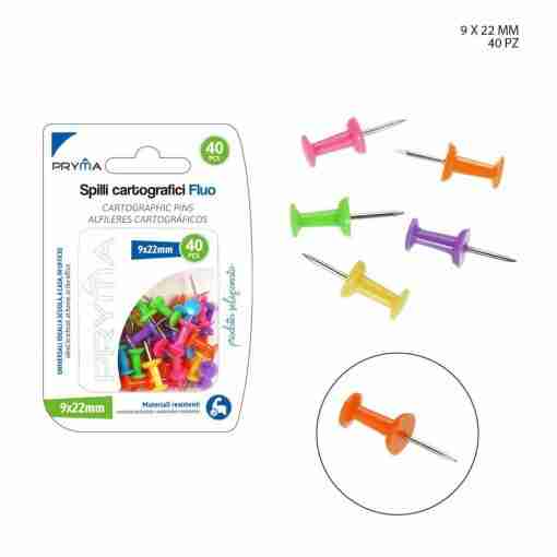Pryma Spilli Cartografici Fluo 9x22mm 40pz Bl.