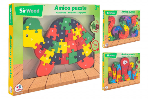 Puzzle Legno 26pz Lettere/Numeri 3ass