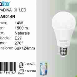 Lampadina Led E27 14w 1500lm Luce Naturale