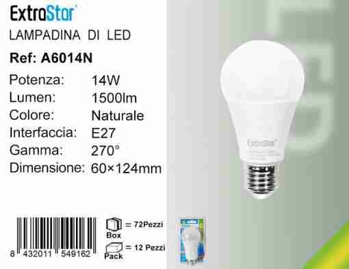 Lampadina Led E27 14w 1500lm Luce Naturale