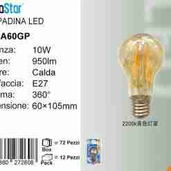 Lampadina Led A Filamenti E27 10w 950lm 2200k