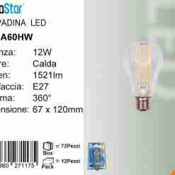 Lampadina Led A Filamenti E27 12w 1521lm Luce Calda