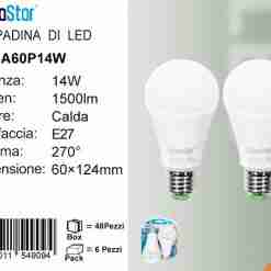 Lampadina Led E27 14w 1500lm 6500k  2pz