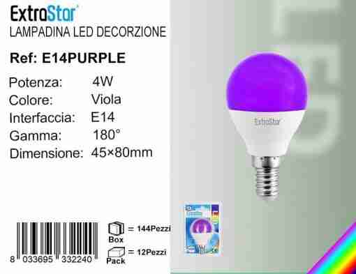 Lampadina Led E14 4w Luce Viola