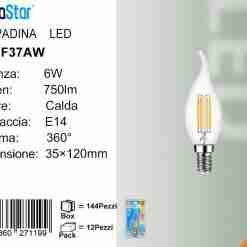 Lampadina Led A Filamenti E14 6w 750lm Luce Fredda