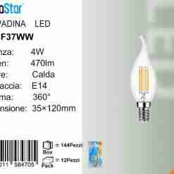 Lampadina Led A Filamenti E14 4w 470lm Luce Calda