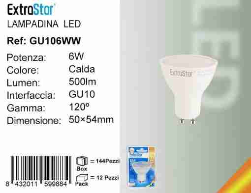 Lampadina Led Gu10 6w Luce Fredda