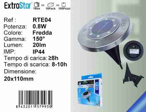 Faretto Solare Da Terra A Led 0.8w 20lm 6500k