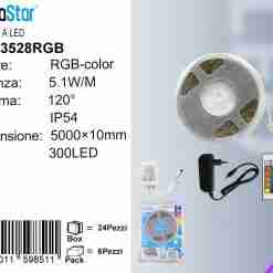 Striscia Led 5.1w/M 12v 5m 300led Rgb