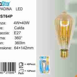 Lampadina Led A Filamenti E27 4w 360lm 2200k