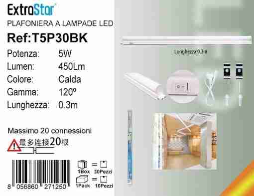 Plafoniera A Lampade Led 30cm 5w 450lm 3000k