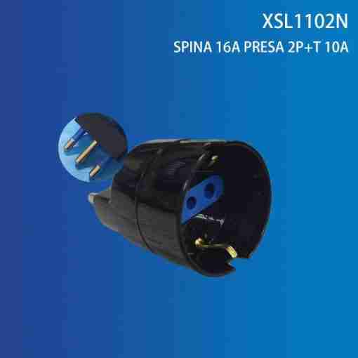 Adattatore Spina 16a 1presa 2p+T/Schuko Nero