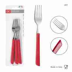 Dc Casa Forchetta Tavola Inox 6pz Rosso