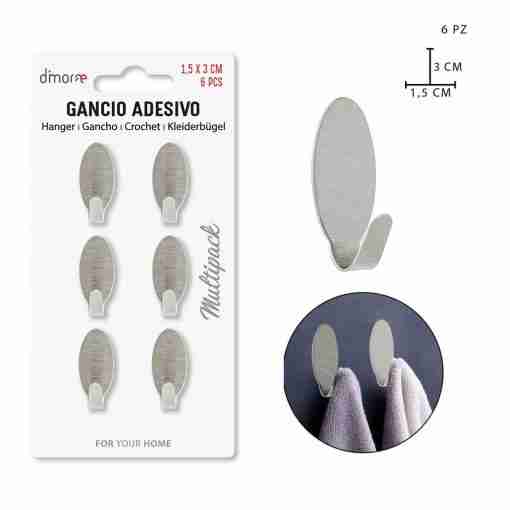Dimorae Gancio Ades. 1.5x3cm 6pz Ovale