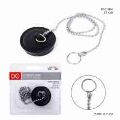 Dc Casa Tappo Lavello D.52mm Catena Inox 25cm Nero