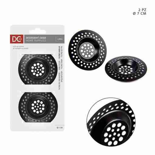 Dc Casa Filtro Lavello Inox 7cm 2pz Nero