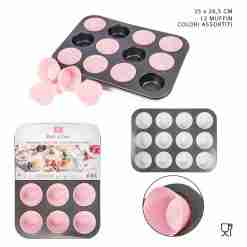 Dc Casa Stampo Muffin+Pirott.Silicone 12p. 35x26.5