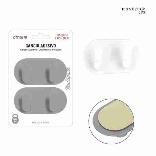 Dimorae Gancio Adesivo 2posti 10x5x2.8cm 2pz
