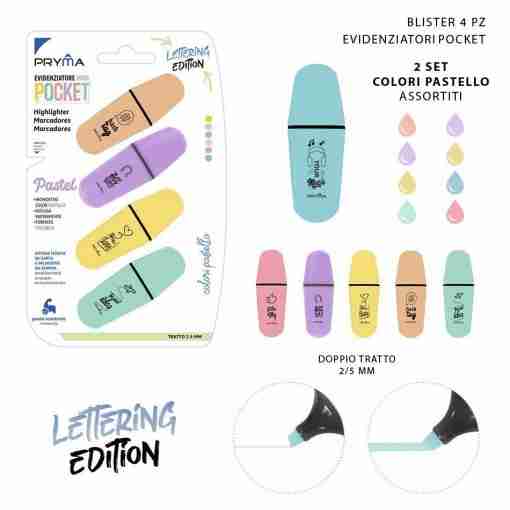 Pryma Evidenziatore Pocket Art Pastel 4pz Bl.